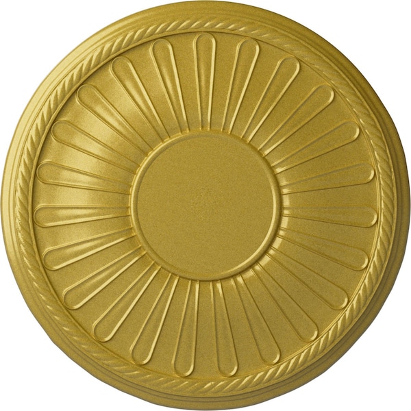 Ekena Millwork Leandros Ceiling Medallion (Fits Canopies up to 6 3/8"), Hand-Painted Rich Gold, 19 7/8"OD x 1 1/4"P CM22LNRGS - main